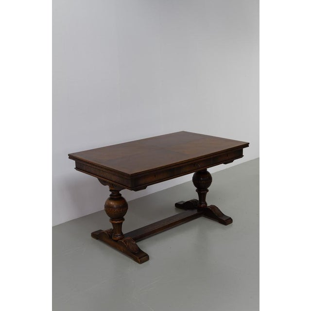 Antique Danish Oak Writing Desk, 1900s For Sale - Image 4 of 18