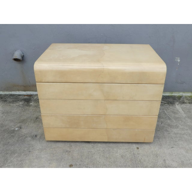 Seductive 1970's Lift Top Goat Skin Chest of Drawers For Sale - Image 13 of 13