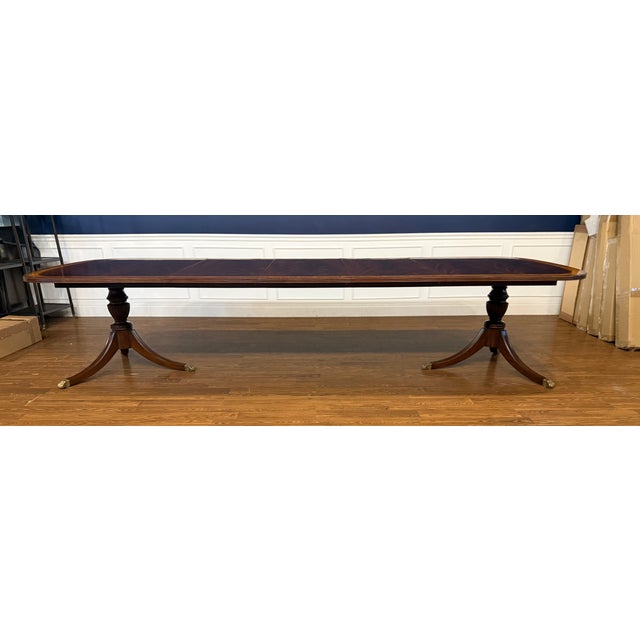Traditional Georgian Style Multi-Banded Mahogany Dining Table by Leighton Hall - Showroom Sample For Sale - Image 13 of 18