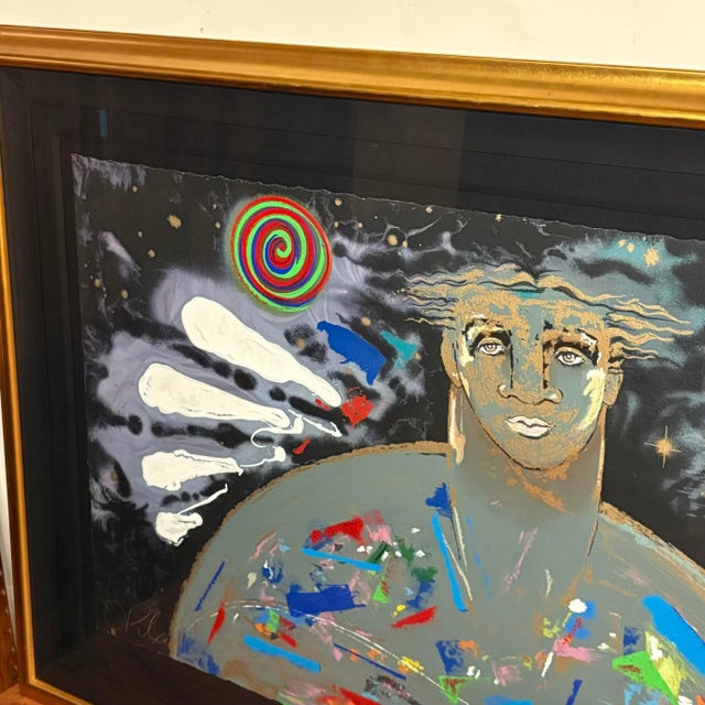 Wood Orlando Agudelo-Botero Large Signed Enhanced Serigraph With Metallic Accents For Sale - Image 7 of 11