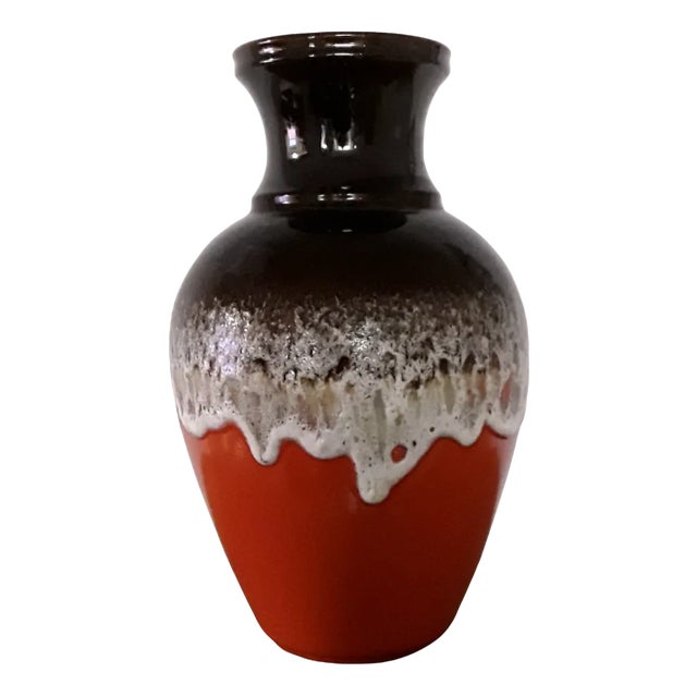 Fat Lava Style Ceramic 66 40 Vase in Red, Brown & Gray from Bay Keramik, 1970s For Sale