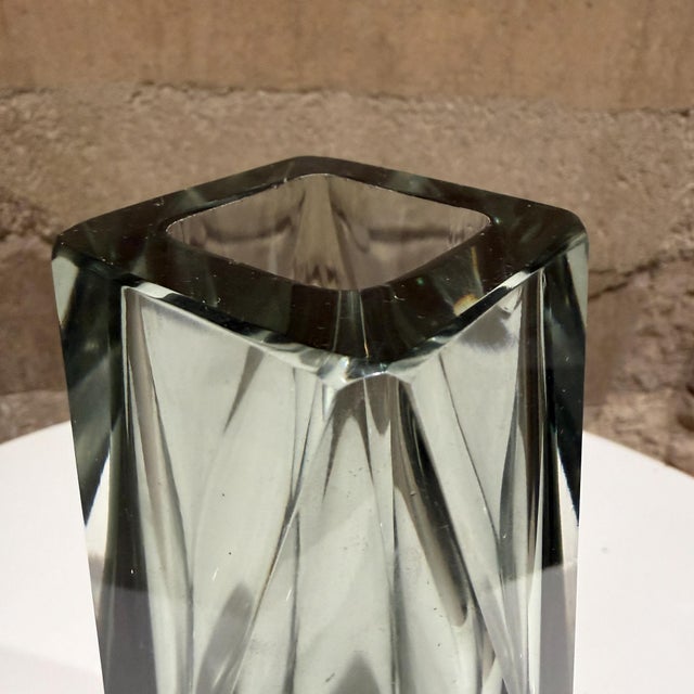 For your consideration, a mid-century vintage Murano art glass vase in a smoky grey color, featuring the "Sommerso"...