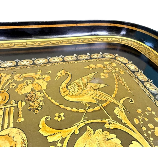 An Exceptional Quality Mid 19th Century Papier Mache Tray On Stand, Or Coffee Table, The Rectangular Removable Tray with...