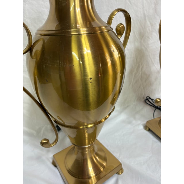 1970s Vintage Wildwood Brass Urn Lamp Pair For Sale - Image 5 of 11