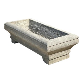Vintage Carved Stone Engraved Planter For Sale