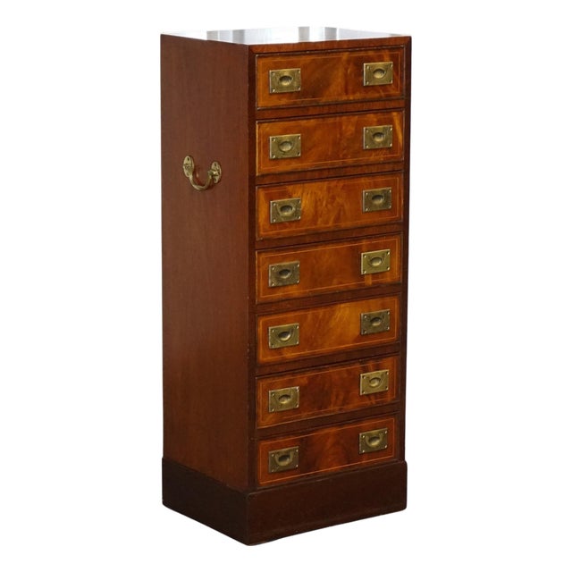Tall Chest of Drawers with Brass Handles For Sale
