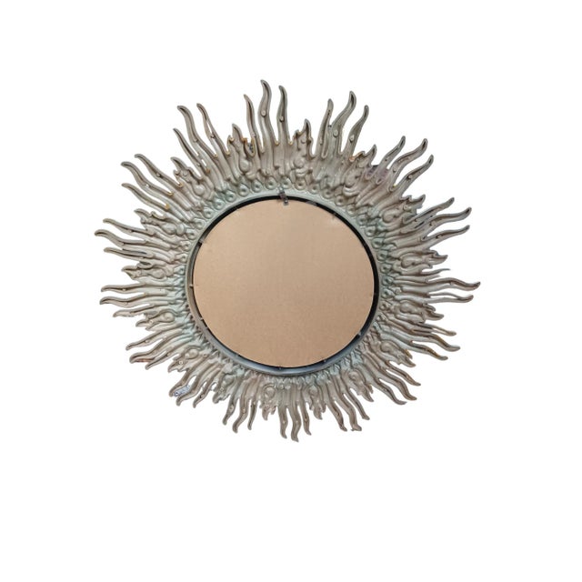 Boho Chic Vintage 1970s Large Sunburst Mirror For Sale - Image 3 of 5