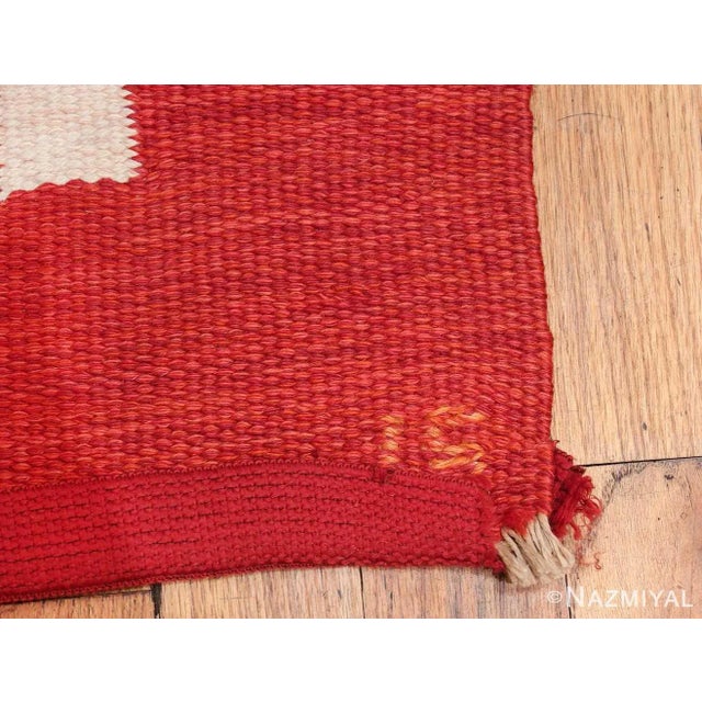 Mid-Century Modern Nazmiyal Collection Vintage Flat Woven Swedish Ingegerd Silow Kilim Rug For Sale - Image 3 of 8