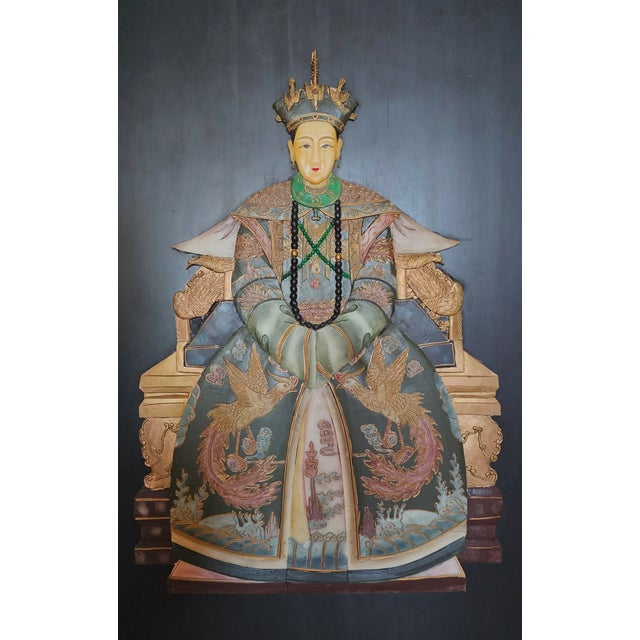 Large Vintage Chinese Stone or Ceramic Relief Portrait Empress Royal Panel For Sale - Image 4 of 10