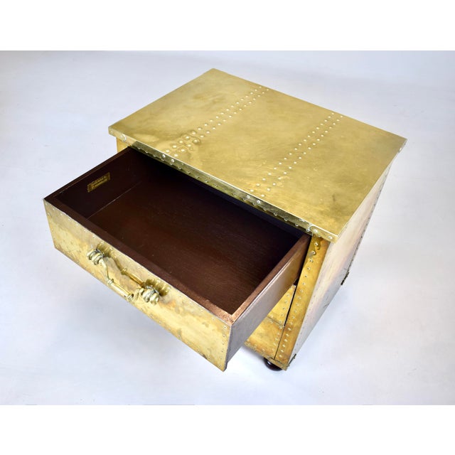 Serried Spain Brass Clad Chest, Nightstand, 1970's For Sale - Image 12 of 14