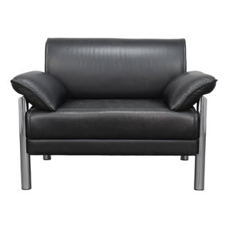 Italian Postmodern Lounge Chair in Leather and Chrome, 1980s For Sale