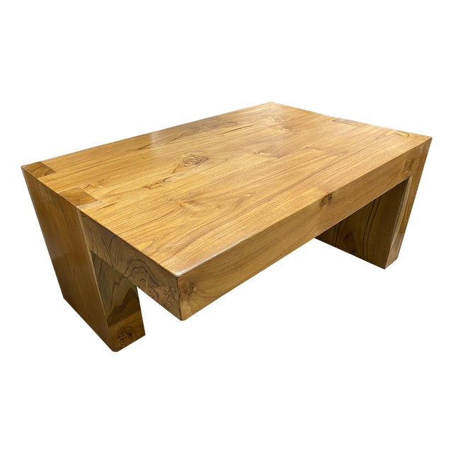 Andrianna Shamaris Teak Wood Balance Coffee Table For Sale