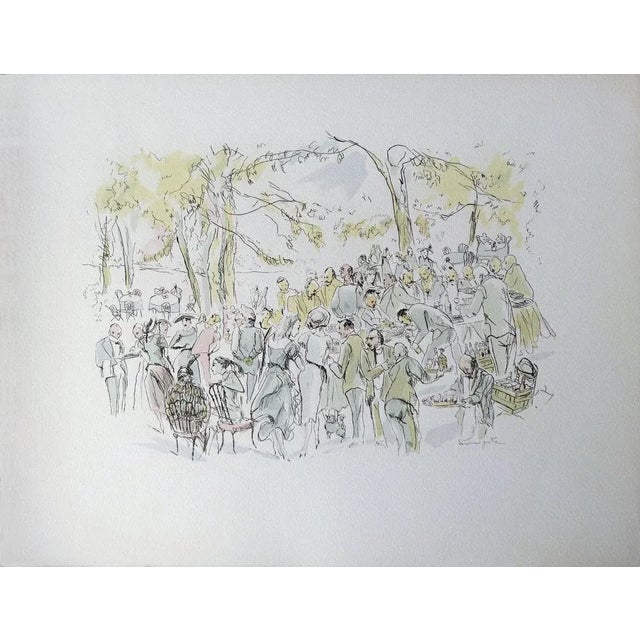 Leonard Tsuguharu Foujita, Garden Party, 1952, Lithograph For Sale - Image 5 of 5