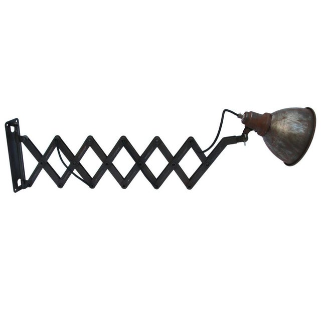Vintage Industrial Rusty Brown Metal Scissor Wall Light For Sale - Image 6 of 6