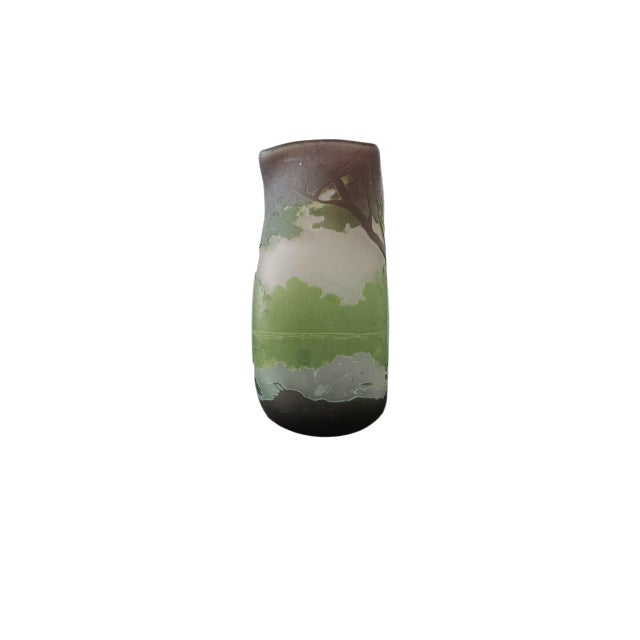 François-Théodore LEGRAS (1839-1916) rectangular vase in multi-layered acid-etched glass decorated with a lakeside...