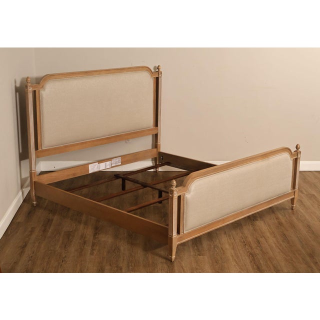 French Country Ethan Allen King 'Allesandra' Upholstered Bed Frame For Sale - Image 3 of 18
