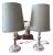Pair of vintage silverplate candlestick lamps with original silk shades with bead trim // Euro fitter lamp shades // elegant pair of lamps For Sale