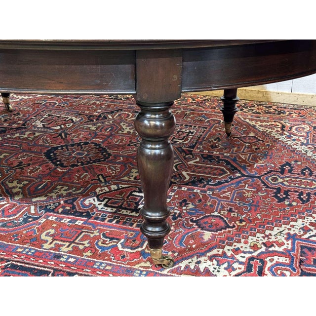 Large English Library Table in Dark Walnut with Leather Top, 1920s For Sale - Image 4 of 18