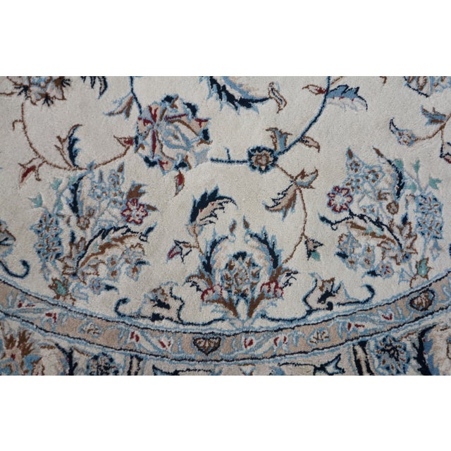Vintage Nain Floral All Over Vine Palmette Round Wool & Silk Area Rug 74" For Sale - Image 10 of 13