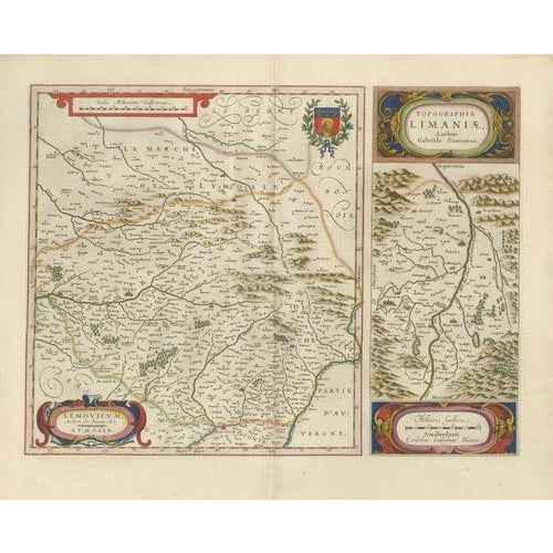 Antique Map of Limousin and Limagne from Blaeu, France, 1642 For Sale - Image 3 of 11