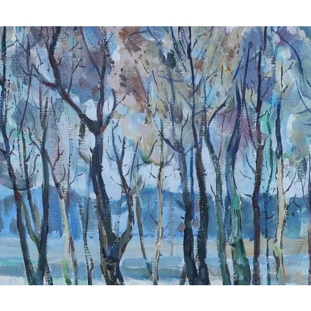 1970s Winter Impressionism: Ukrainian Landscape Painting, 1977 50-60 For Sale - Image 4 of 6
