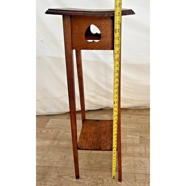 Brown Early 20th Century Oak Plant Stand Two Tier Table, Arts & Crafts Mission Style For Sale - Image 8 of 11