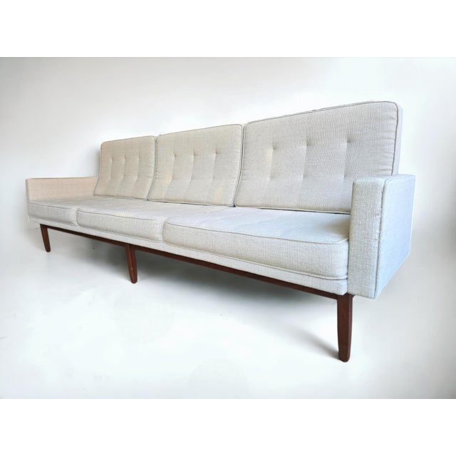 1960s Early Florence Knoll Walnut "Floating" Frame Sofa, Model 57w For Sale - Image 9 of 11