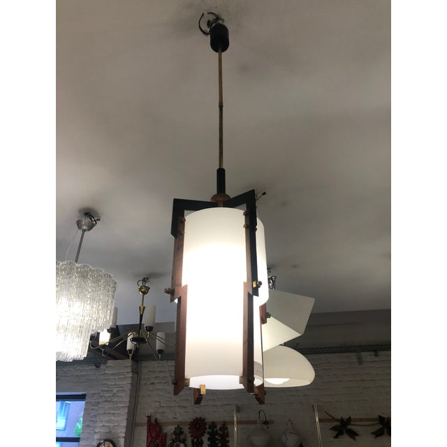 Vintage Wood and Glass Pendant For Sale In Chicago - Image 6 of 6