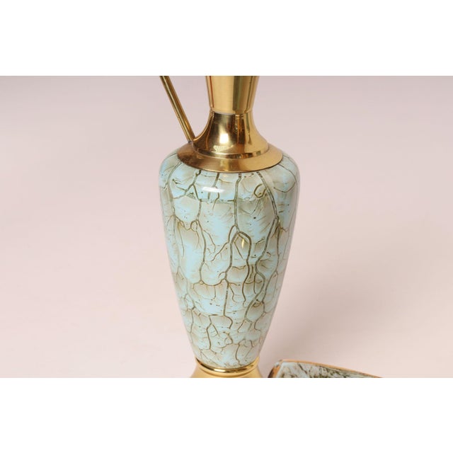 Metal Collection of Four Vintage Dutch Delftware Porcelain and Brass Vessels and Ewers For Sale - Image 7 of 18