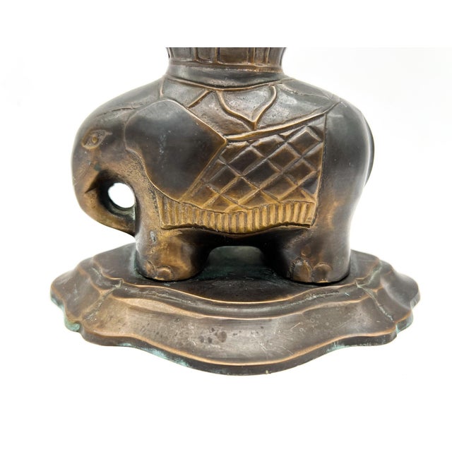 Vintage Brass Elephant Andiron-Style Mantel Decor – Hollywood Regency / Boho Global For Sale In Houston - Image 6 of 10