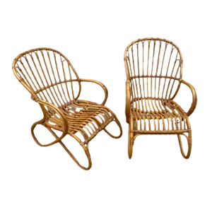 Set of Rattan Armchairs, 1950s