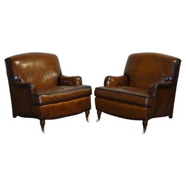 Set of Cigar Hand Dyed Leather Chairs For Sale - Image 18 of 18