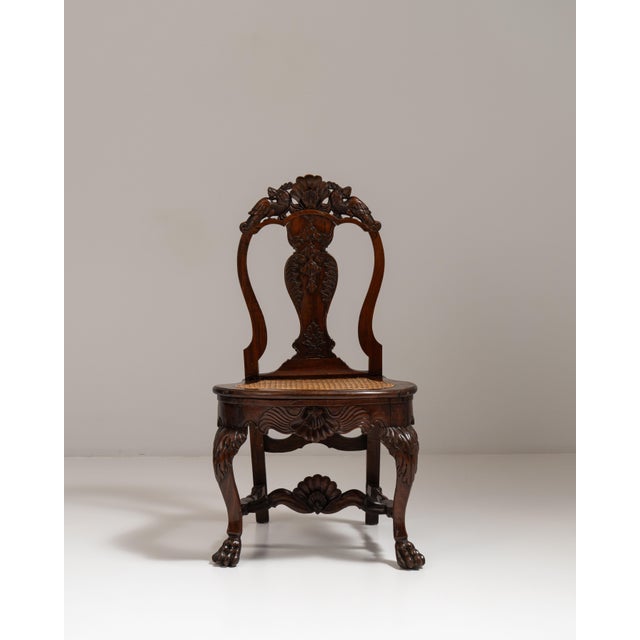 19th Century British Chestnut Brown Ceylon George I Colonial Chair with Rattan Seat For Sale - Image 11 of 15