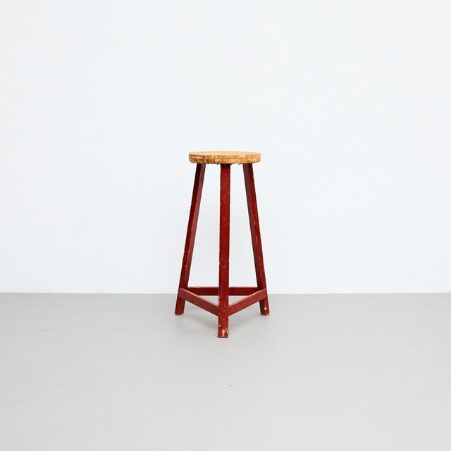 Mid-Century Modern Rationalist Wood High Stool, 1950s For Sale - Image 3 of 16
