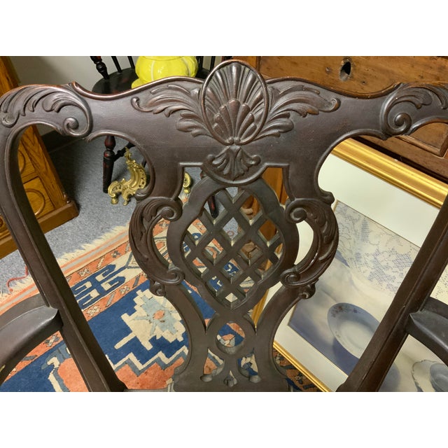 Chippendale 19th Century Set of Carved Mahogany Chippendales Style Dining Chairs For Sale - Image 3 of 8