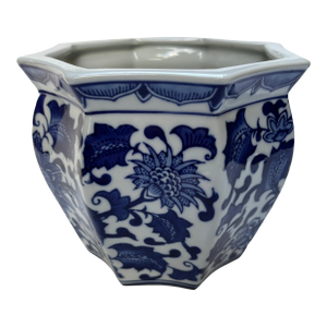 Chinese Blue and White Chinoiserie Cachepot
