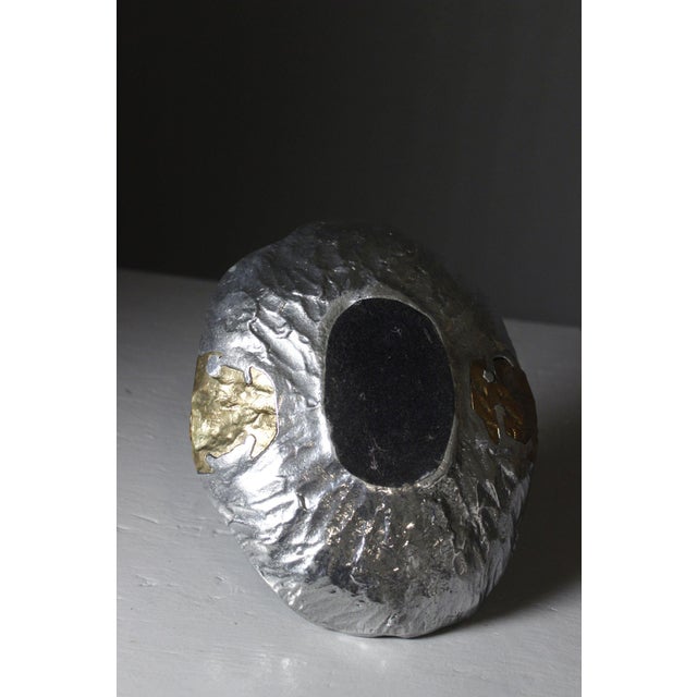 Vintage Brutalist Fruit Bowl in Brass and Aluminum by David Marshall, 1980s For Sale - Image 9 of 12