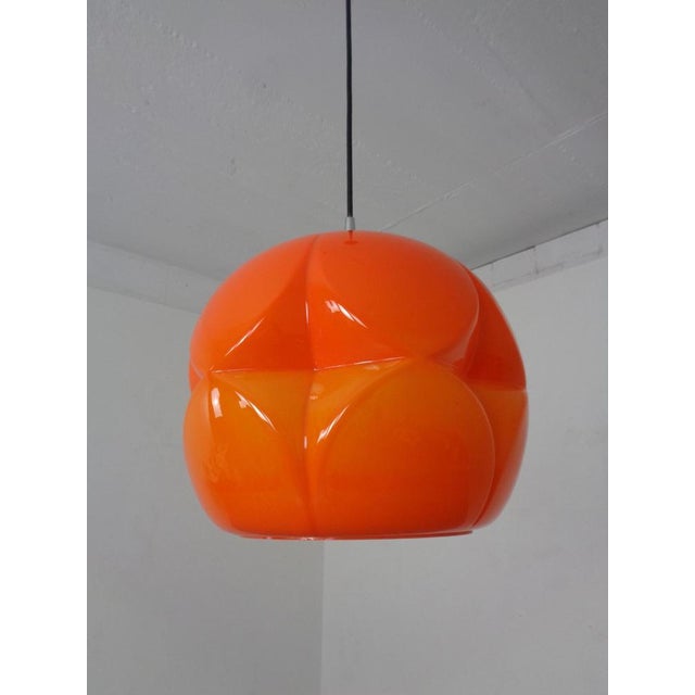 Metal Orange Glass Ball Ceiling Lamp from Peill & Putzler, Germany, 1960s For Sale - Image 7 of 18