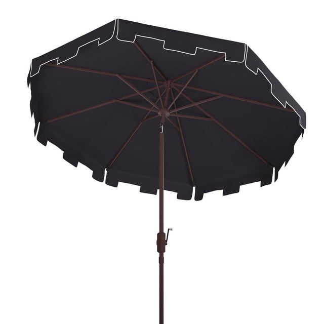2020s Zimmerman 11Ft Round Market Umbrella, Navy With White Trim For Sale - Image 5 of 6