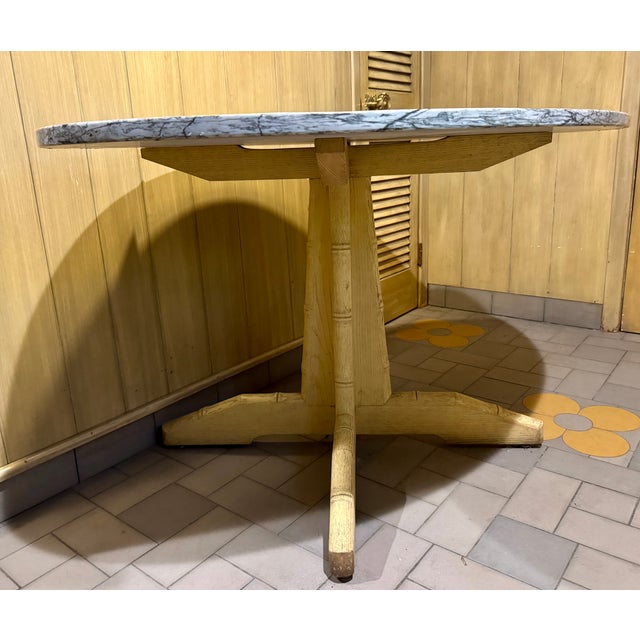 1960s Mid Century Custom Marble Top Table With Faux Bamboo Base For Sale - Image 4 of 13