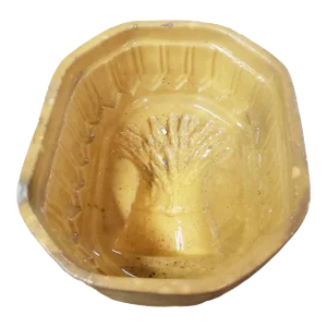 Victorian Yellowware Food Mold Wheat Sheaf Design 19th Century