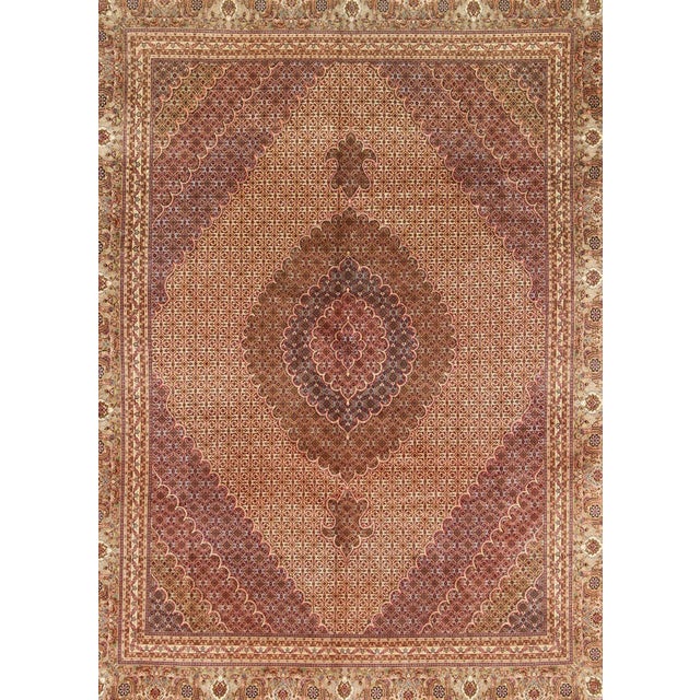 Vintage Persian Tabriz Rug With Diamond Medallion Design in Rich Burgundy For Sale - Image 4 of 11