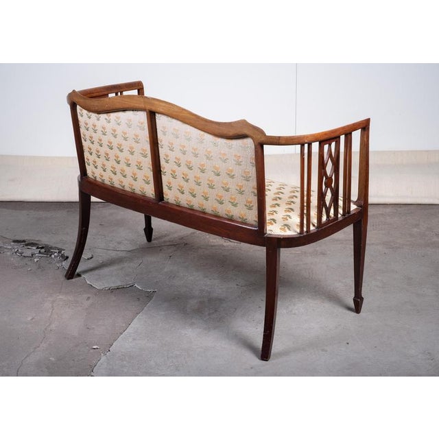 Wood Art Nouveau 2-Seater Sofa or Bench in Mahogany, Early 1900s For Sale - Image 7 of 10