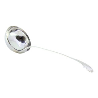 Plain Silver Soup Ladle with Embossed Handle For Sale