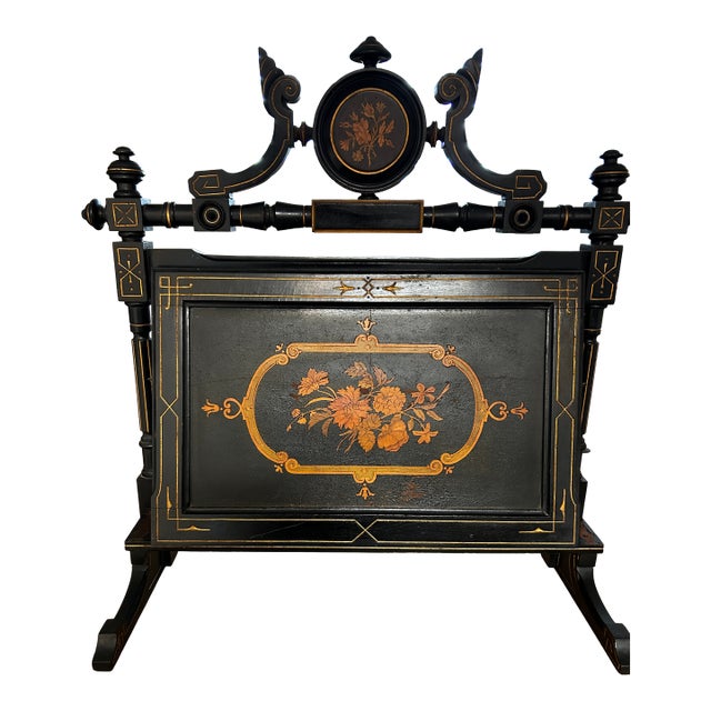 Late Victorian 19th C Chinoiserie Decorated Portfolio or Magazine Stand For Sale