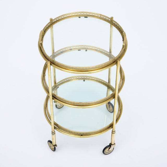 Brass Art Deco Period, French Brass Bar Cart, Circa 1940 For Sale - Image 8 of 9