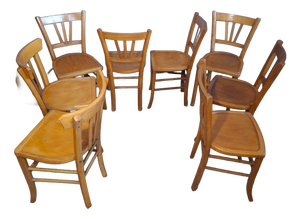Bistro Chairs in Beech from Luterma, 1950s, Set of 8