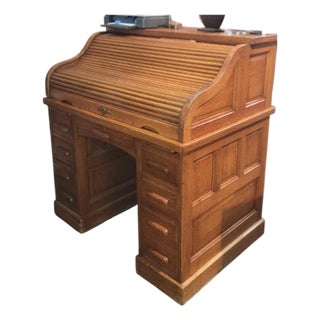 1940s Derby Furniture Roll Top Desk Boston Massachusetts For Sale
