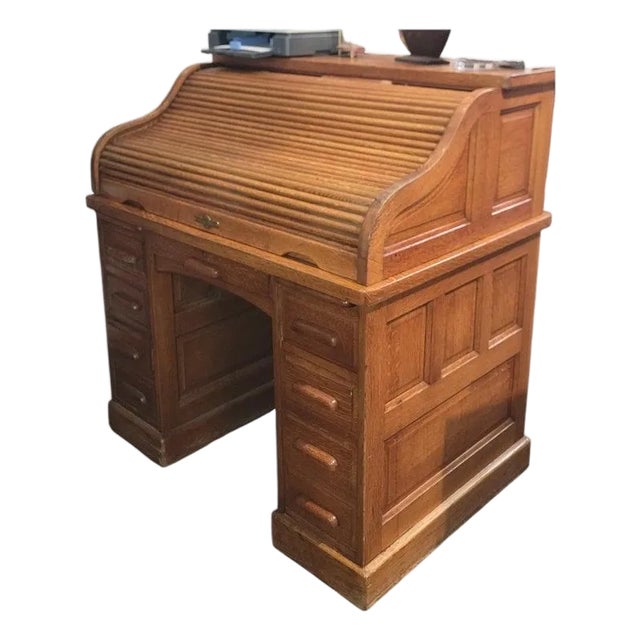 1940s Derby Furniture Roll Top Desk Boston Massachusetts For Sale