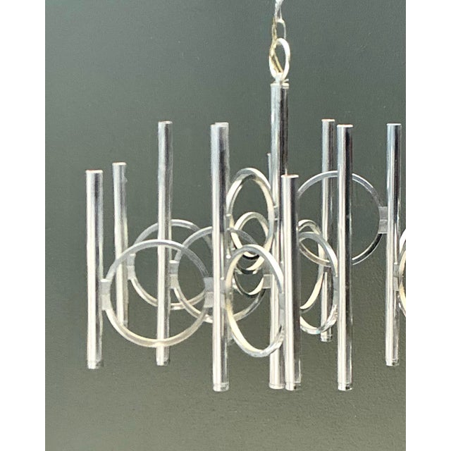 Vintage Scolari for Lightolier Chrome Chandelier For Sale - Image 10 of 12